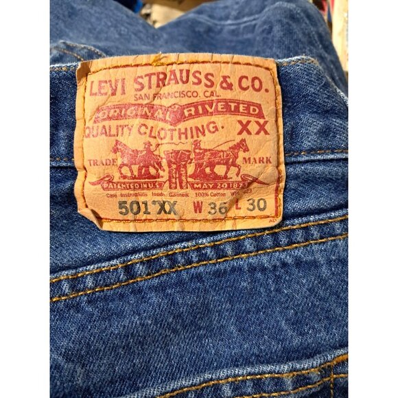 Vintage 1997 Levis 501 XX Original Fit Jeans W36 L30 Button Fly Blue Denim Mens - Picture 2 of 11